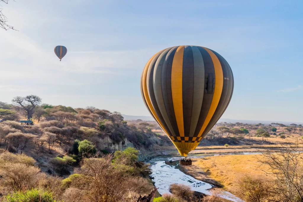 guests on balloon safari over the mara river - activities at the Mara river camp
