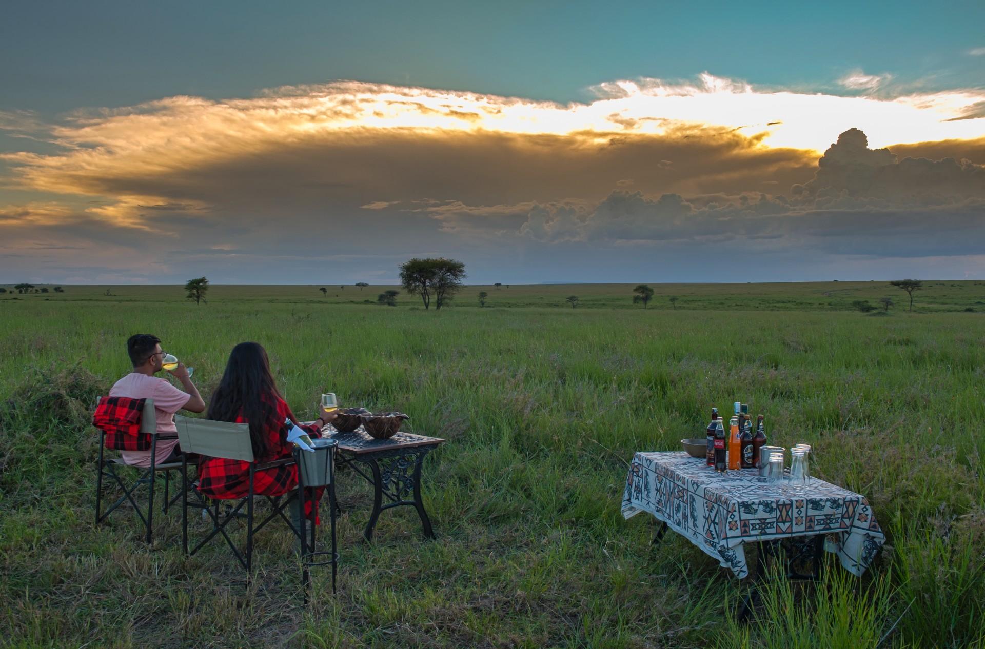 Karibu camp guests enjoying sundowner
